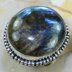 Крупное серебряное кольцо с натуральным лабрадоритом 20р